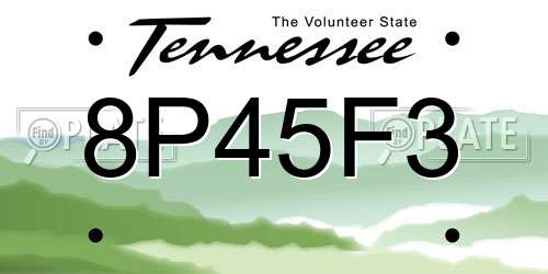 8P45F3 Tennessee License Plate