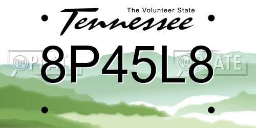 8P45L8 Tennessee License Plate