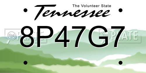 8P47G7 Tennessee License Plate