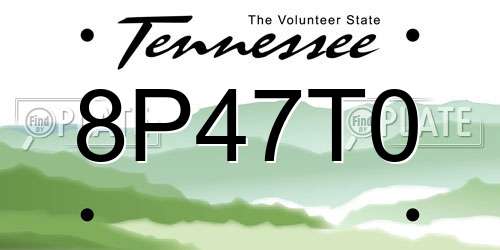 8P47T0 Tennessee License Plate