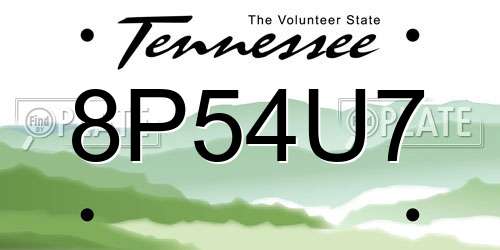8P54U7 Tennessee License Plate