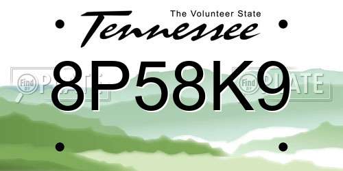 8P58K9 Tennessee License Plate