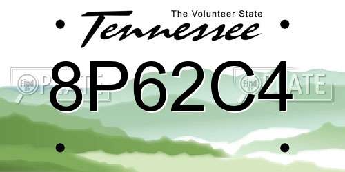 8P62C4 Tennessee License Plate