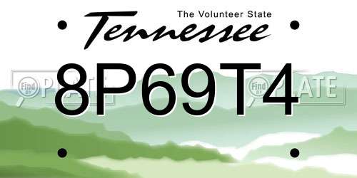 8P69T4 Tennessee License Plate