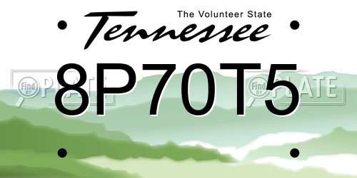8P70T5 Tennessee License Plate