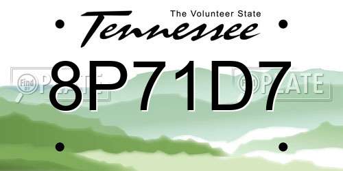 8P71D7 Tennessee License Plate