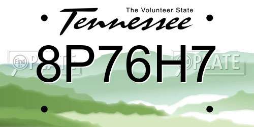 8P76H7 Tennessee License Plate