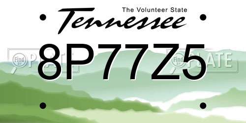 8P77Z5 Tennessee License Plate