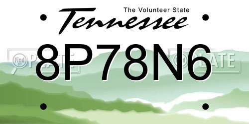 8P78N6 Tennessee License Plate