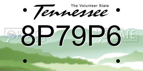 8P79P6 Tennessee License Plate