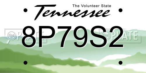 8P79S2 Tennessee License Plate