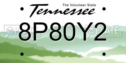 8P80Y2 Tennessee License Plate
