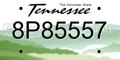 8P85557 Tennessee License Plate