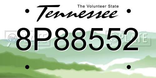 8P88552 Tennessee License Plate