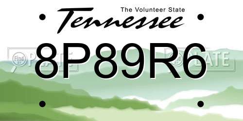 8P89R6 Tennessee License Plate