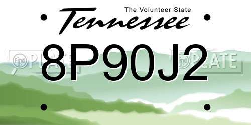 8P90J2 Tennessee License Plate
