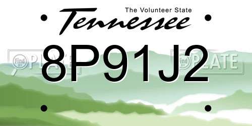 8P91J2 Tennessee License Plate