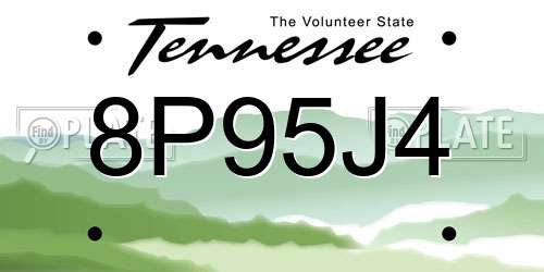 8P95J4 Tennessee License Plate