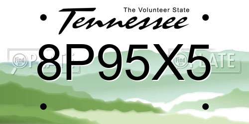 8P95X5 Tennessee License Plate
