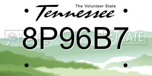 8P96B7 Tennessee License Plate