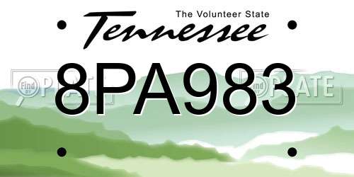 8PA983 Tennessee License Plate