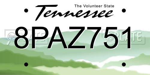 8PAZ751 Tennessee License Plate