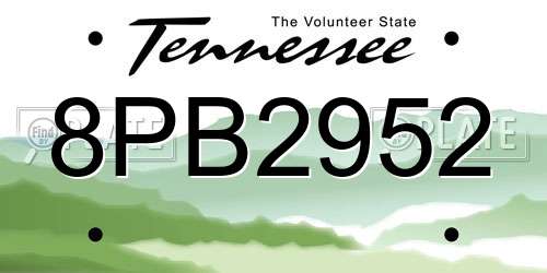 8PB2952 Tennessee License Plate