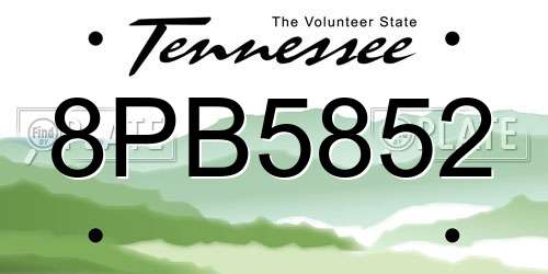 8PB5852 Tennessee License Plate
