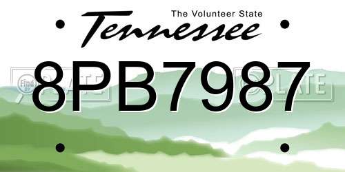 8PB7987 Tennessee License Plate