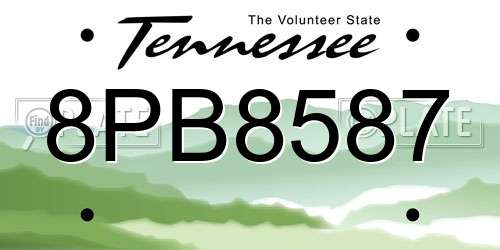 8PB8587 Tennessee License Plate