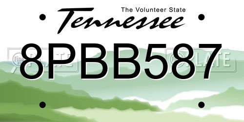 8PBB587 Tennessee License Plate