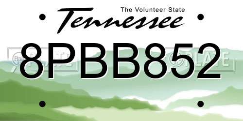 8PBB852 Tennessee License Plate