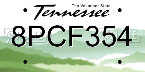 8PCF354 Tennessee License Plate