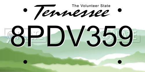 8PDV359 Tennessee License Plate