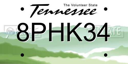8PHK34 Tennessee License Plate