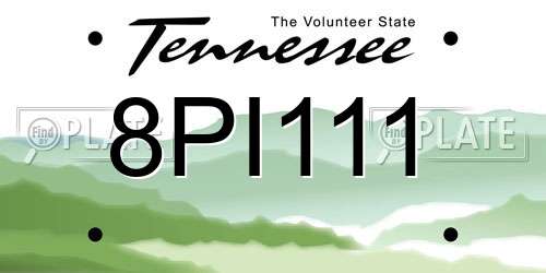 8PI111 Tennessee License Plate