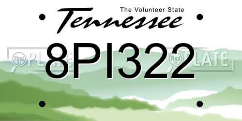 8PI322 Tennessee License Plate