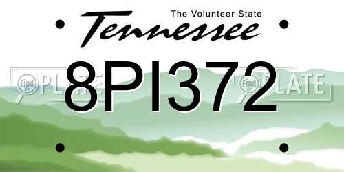8PI372 Tennessee License Plate