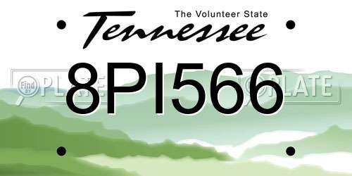 8PI566 Tennessee License Plate