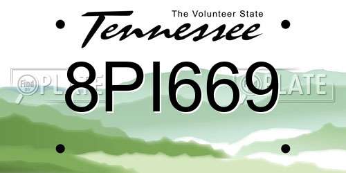 8PI669 Tennessee License Plate