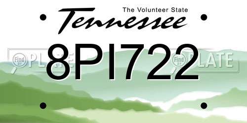 8PI722 Tennessee License Plate