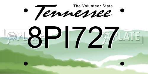 8PI727 Tennessee License Plate
