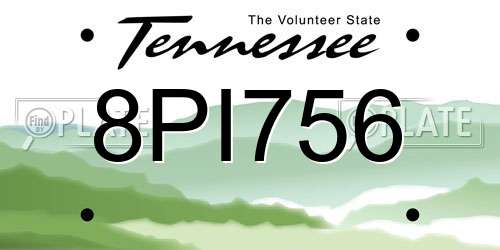 8PI756 Tennessee License Plate