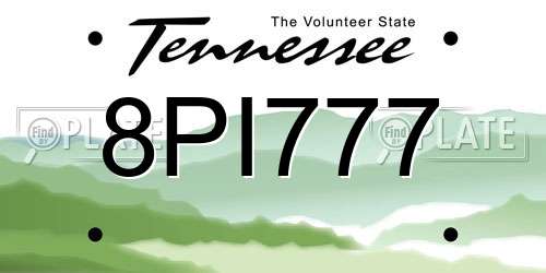 8PI777 Tennessee License Plate