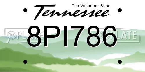 8PI786 Tennessee License Plate