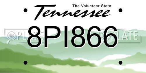 8PI866 Tennessee License Plate