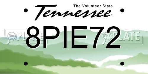 8PIE72 Tennessee License Plate