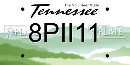 8PII11 Tennessee License Plate