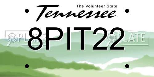 8PIT22 Tennessee License Plate