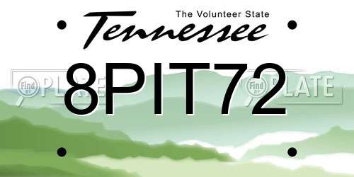 8PIT72 Tennessee License Plate